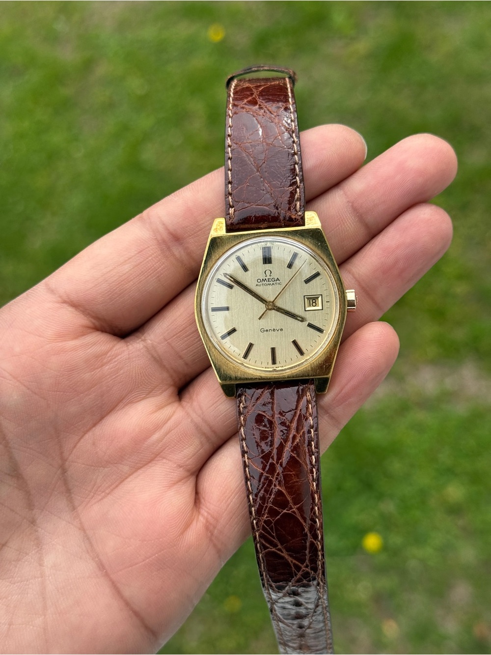 Omega Geneve Vintage Automatic Caliber 1481 Men's Watch brown leather strap - Picture 9 of 12